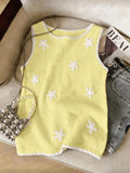 Floreya Floral Jacquard Knit Vest in Yellow - front view