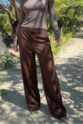 Musera Brown Low-Waist Wide Leg Trousers