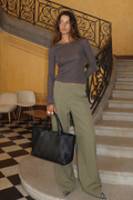 Musera Olive Low-Waist Wide Leg Trousers