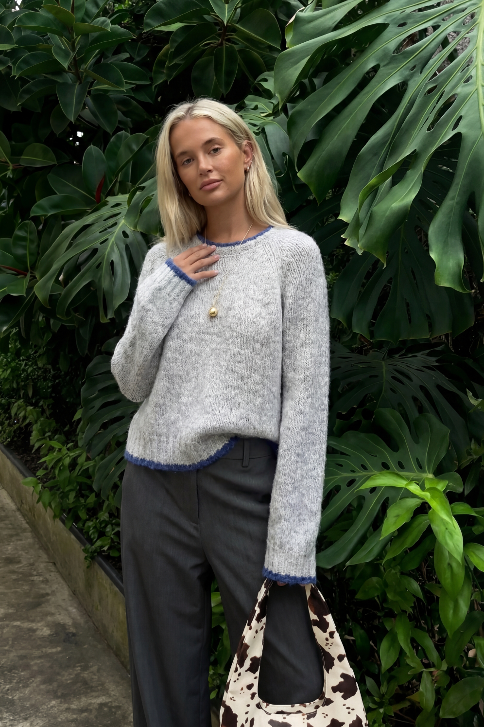 STONE GREY CONTRAST KNIT