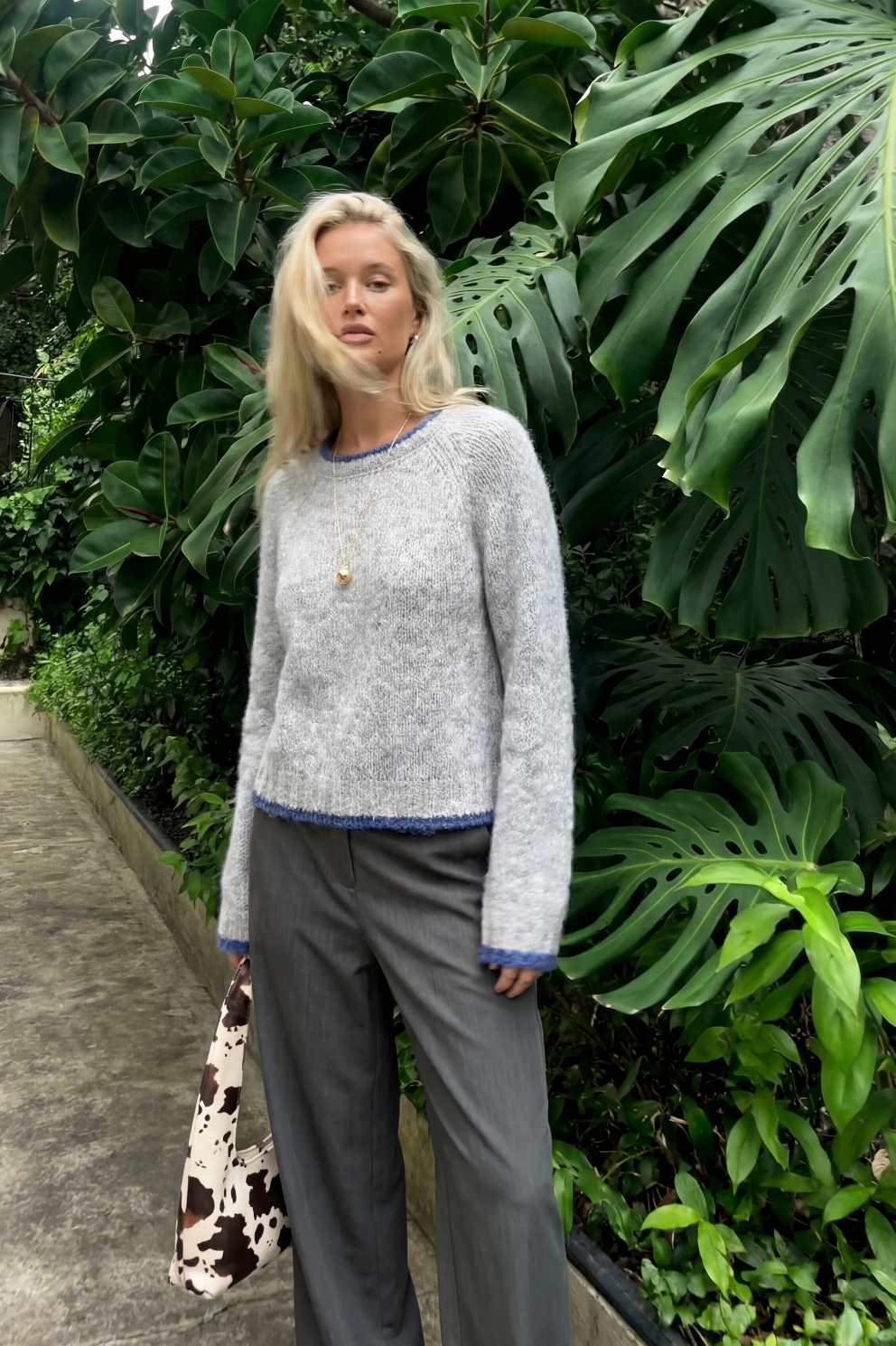 STONE GREY CONTRAST KNIT