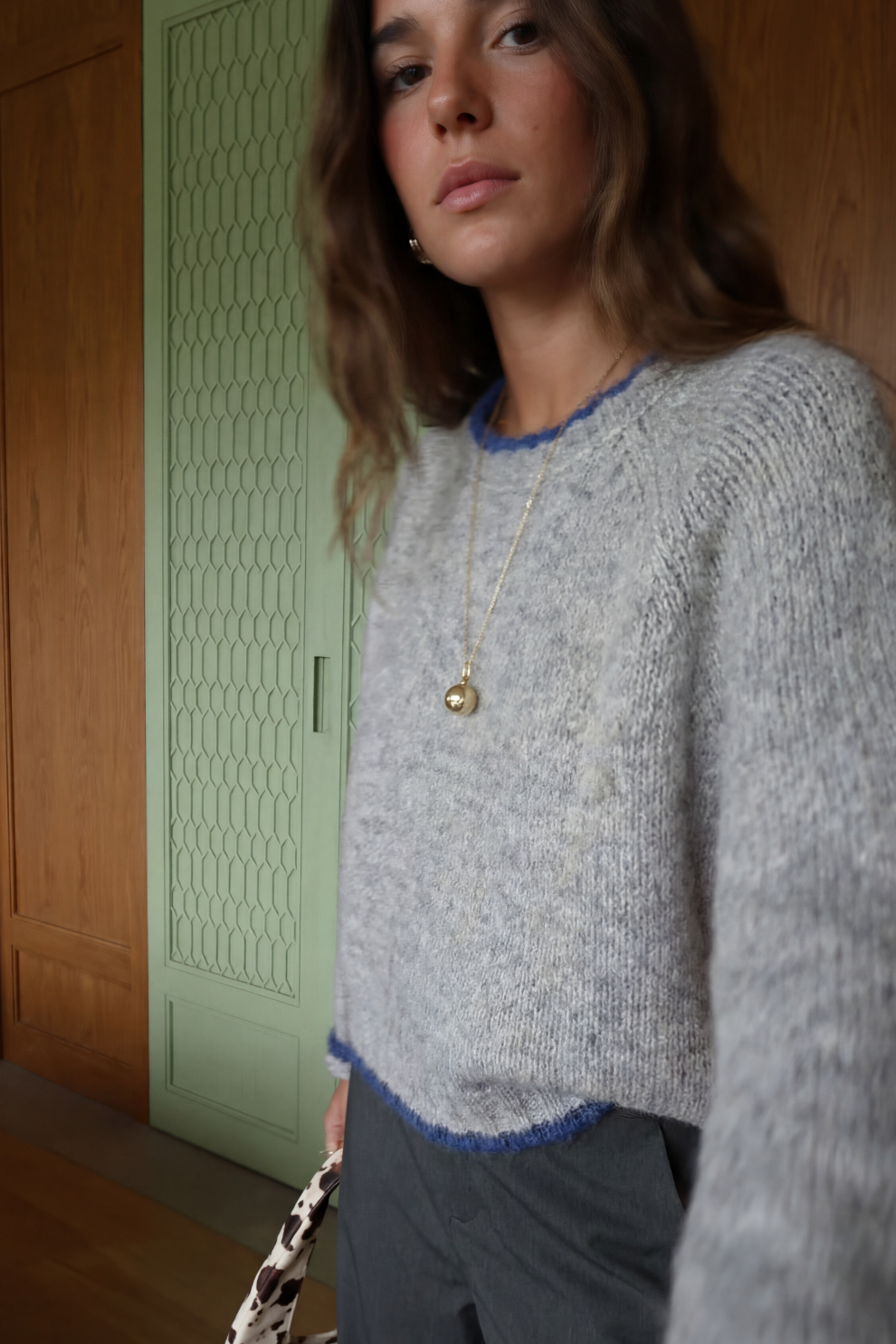 STONE GREY CONTRAST KNIT