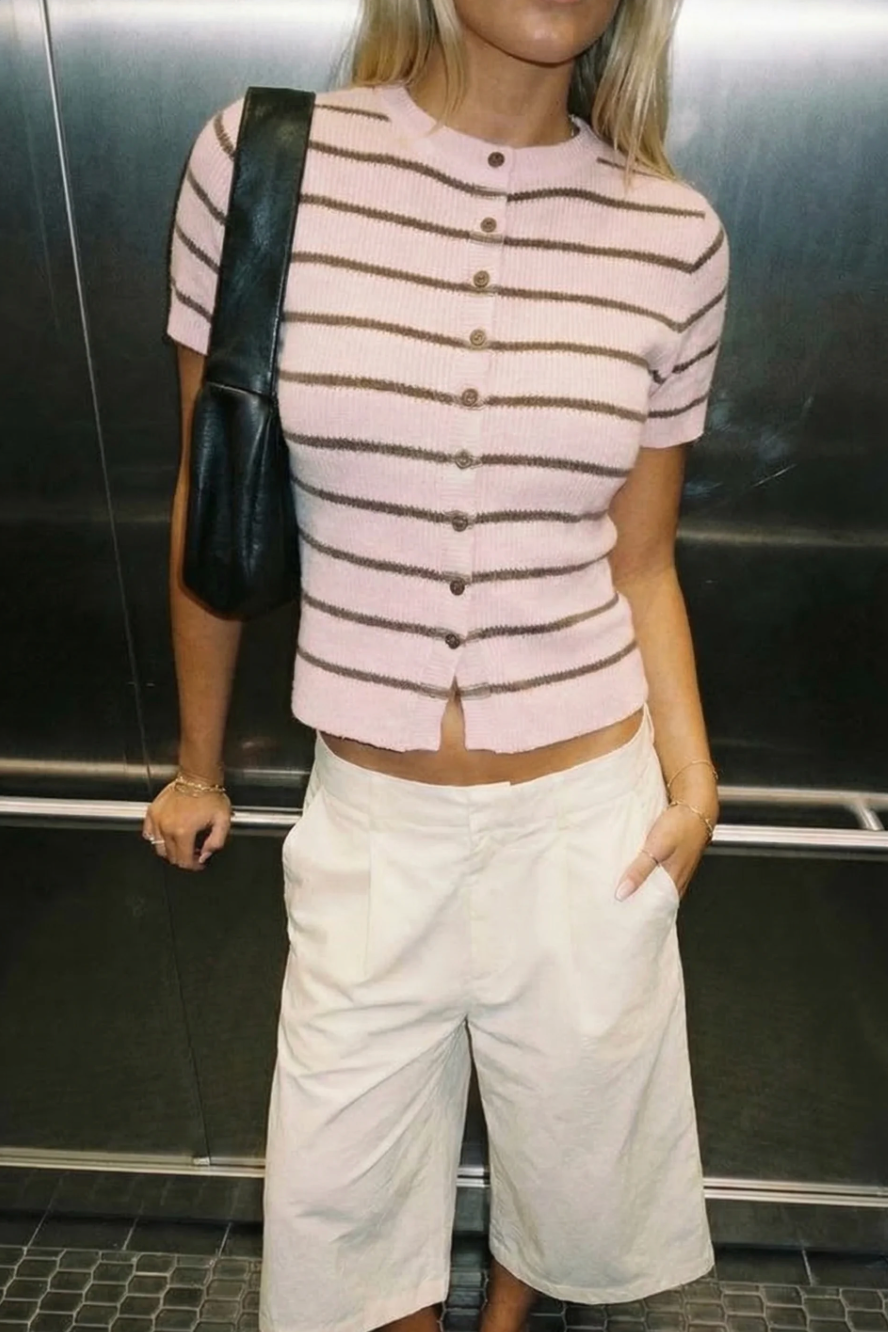 Musera Blush Stripe Knit Top