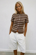 Musera Brown Stripe Knit Top