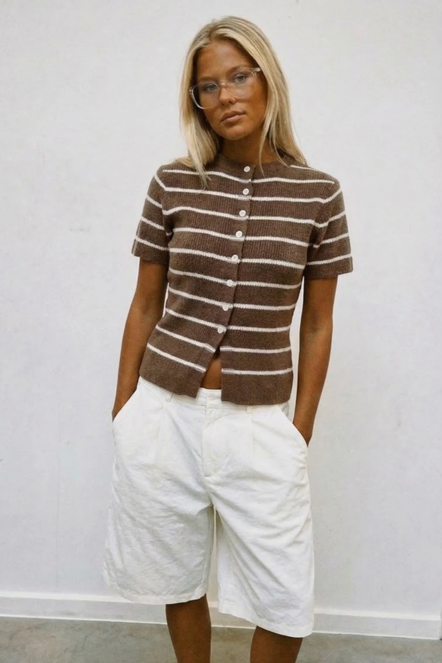 Musera Brown Stripe Knit Top