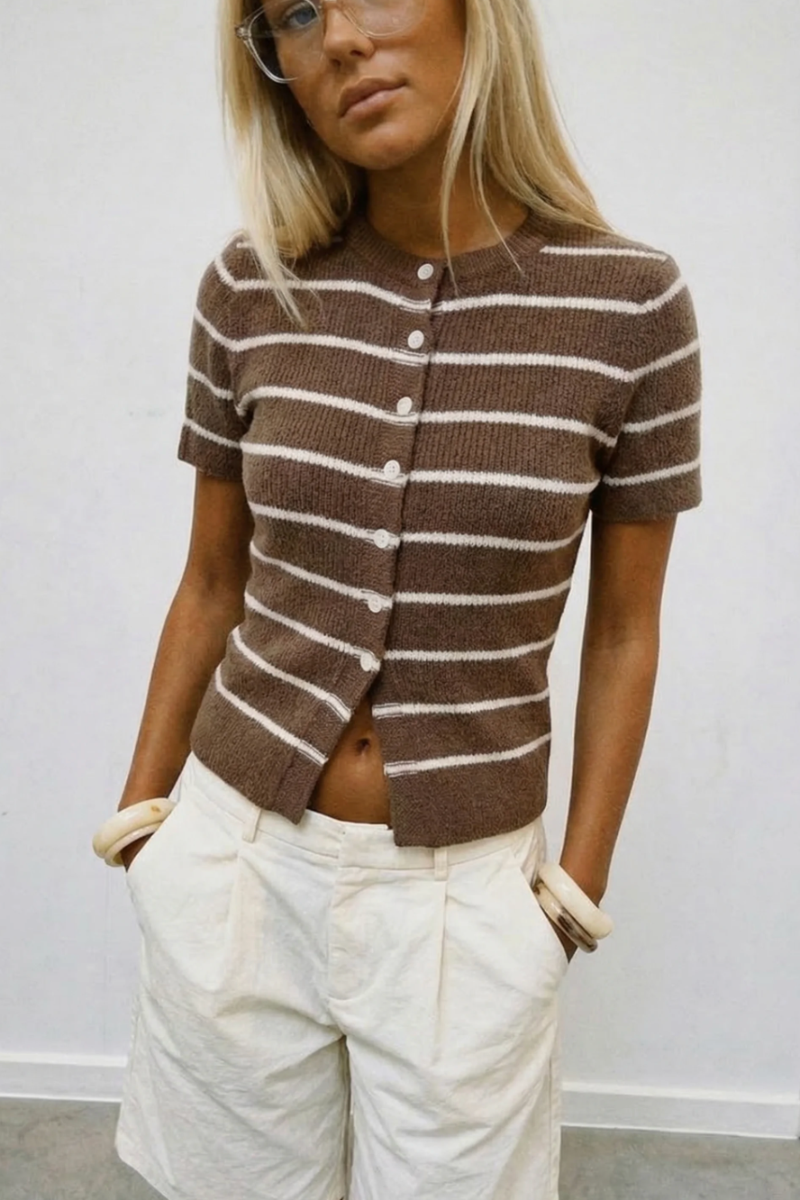 Musera Brown Stripe Knit Top