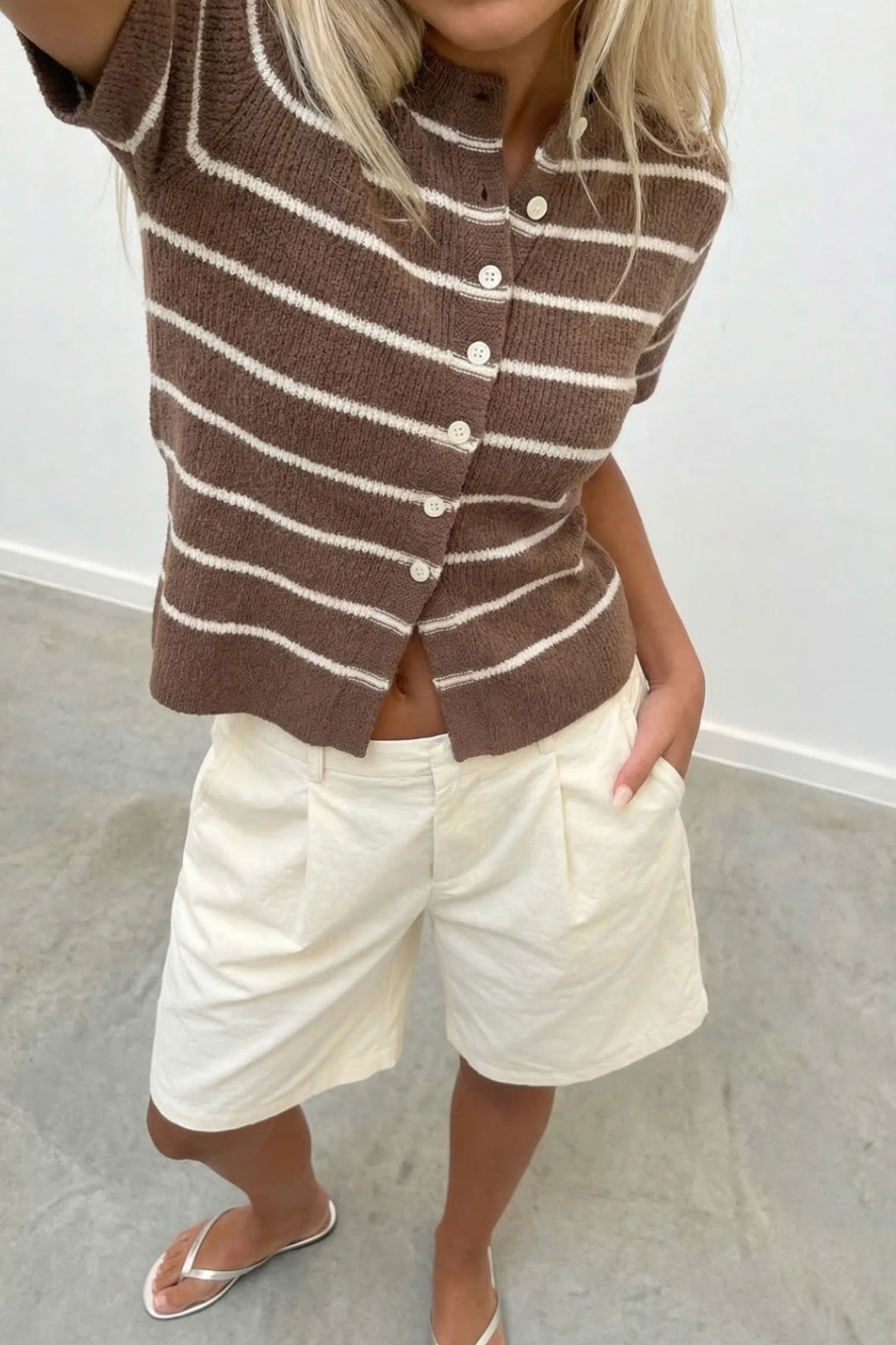 Musera Brown Stripe Knit Top