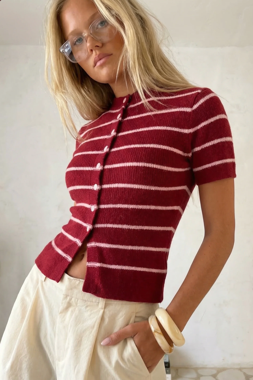Musera Red Stripe Knit Top
