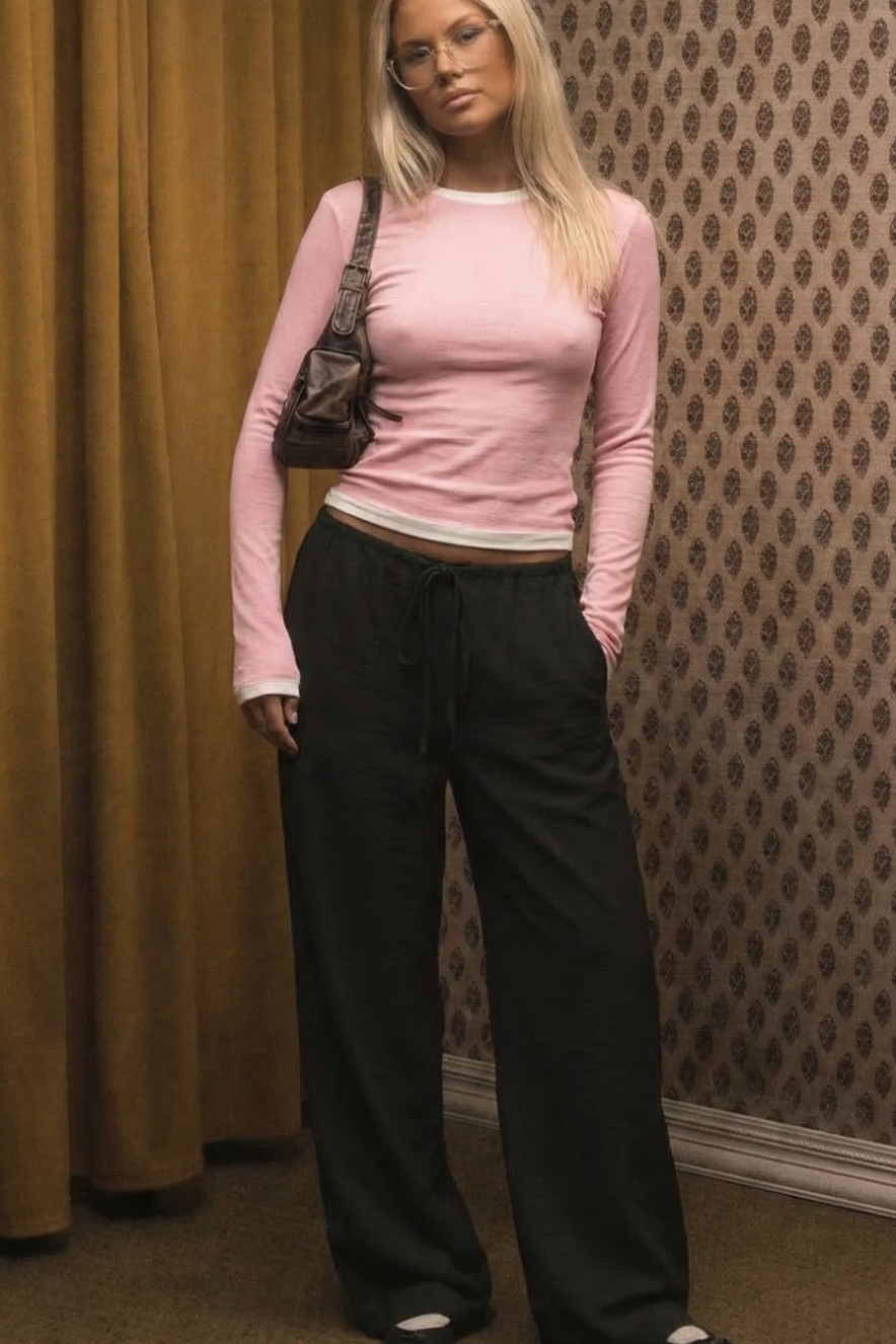 Musera Lightweight Relaxed Drawstring Pants – Black