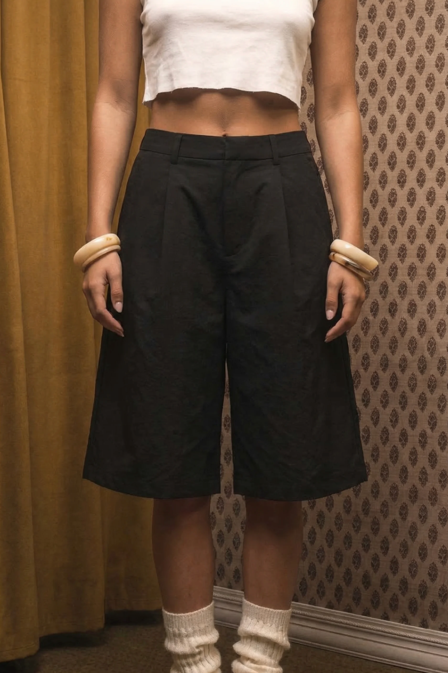 MissGuided Relaxed Tailored Bermuda Shorts – Black