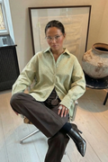 Athiral Oversized Striped Shirt - Sage Green
