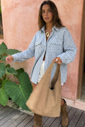 Blue Plaid Drop-Shoulder Oversized Shirt