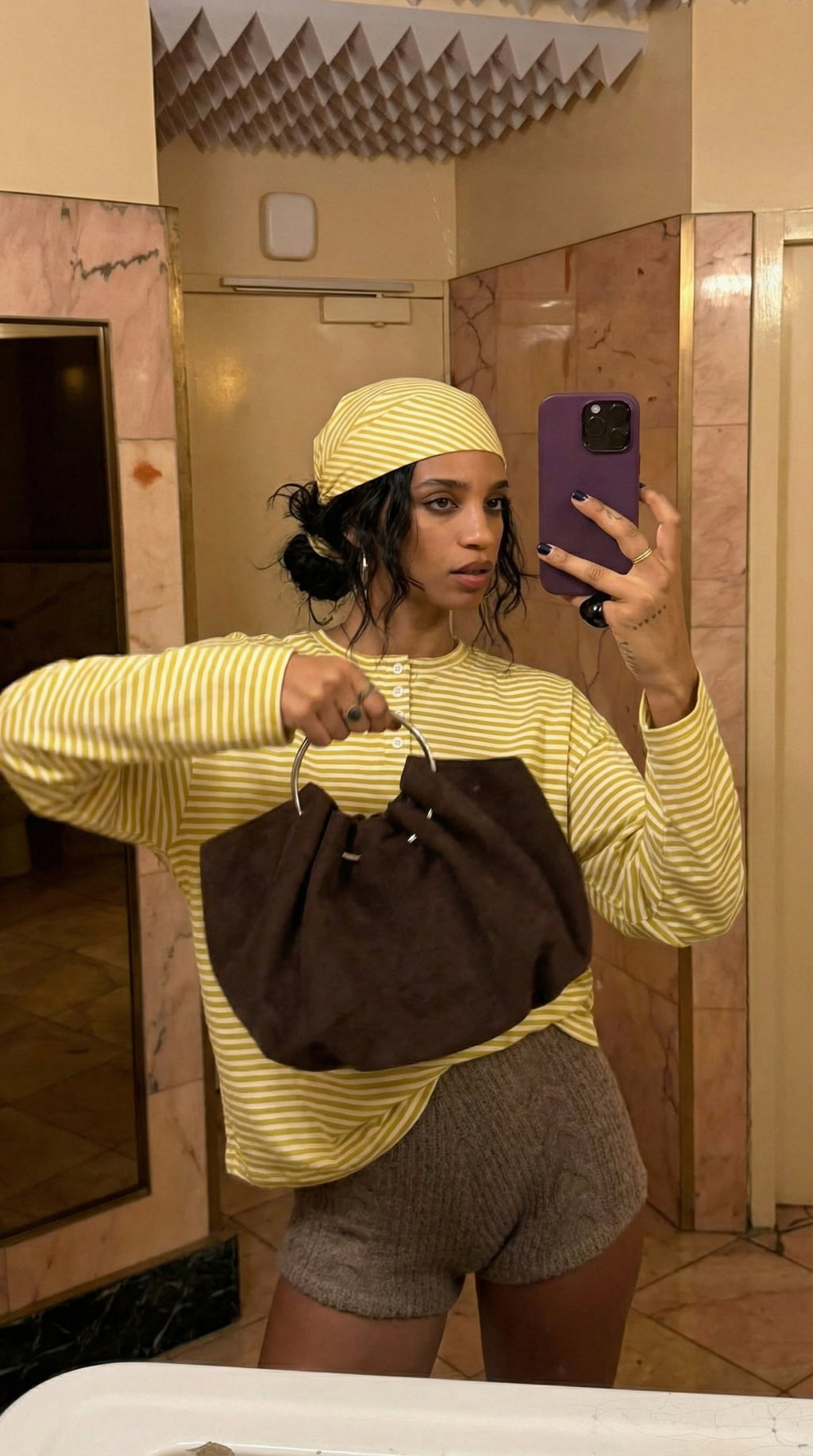 Yellow Striped Drop-Shoulder Long Sleeve