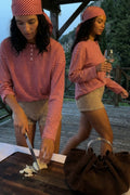 Burgundy Striped Drop-Shoulder Long Sleeve