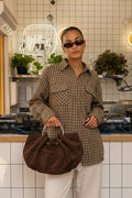Brown Plaid Drop-Shoulder Oversized Shirt
