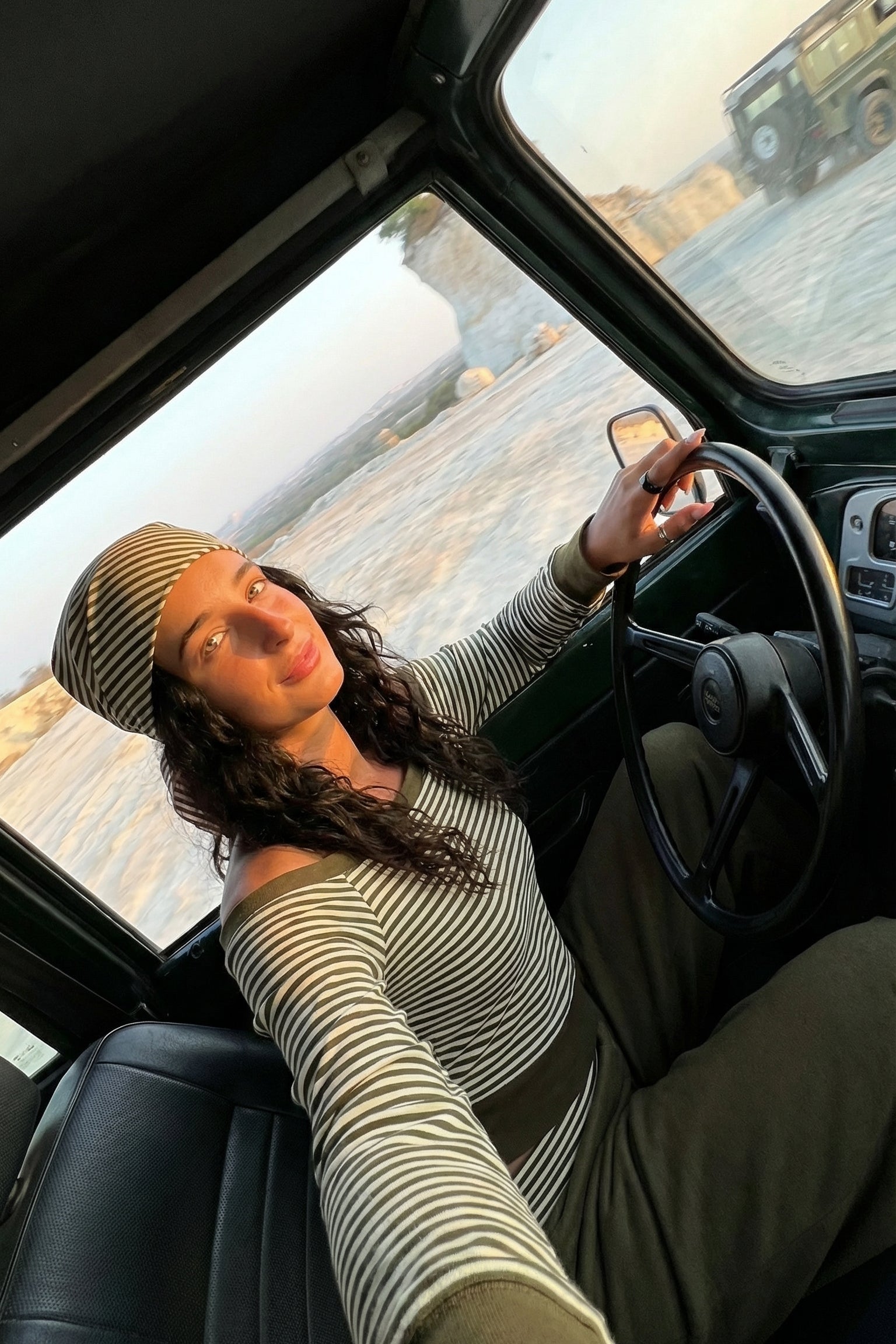 Army Green Striped Off-Shoulder Crop Top