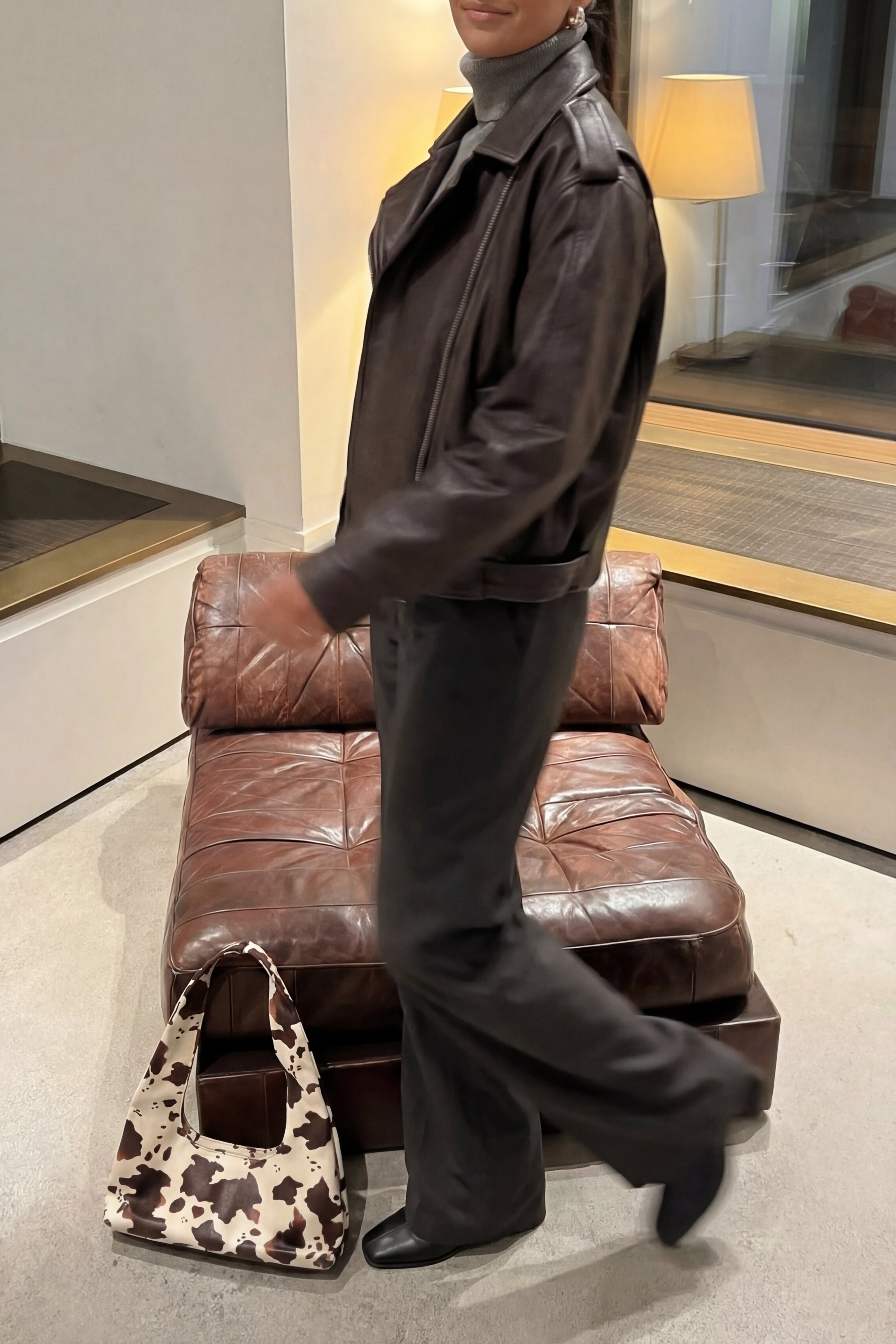 Cow Print Knot Shoulder Bag