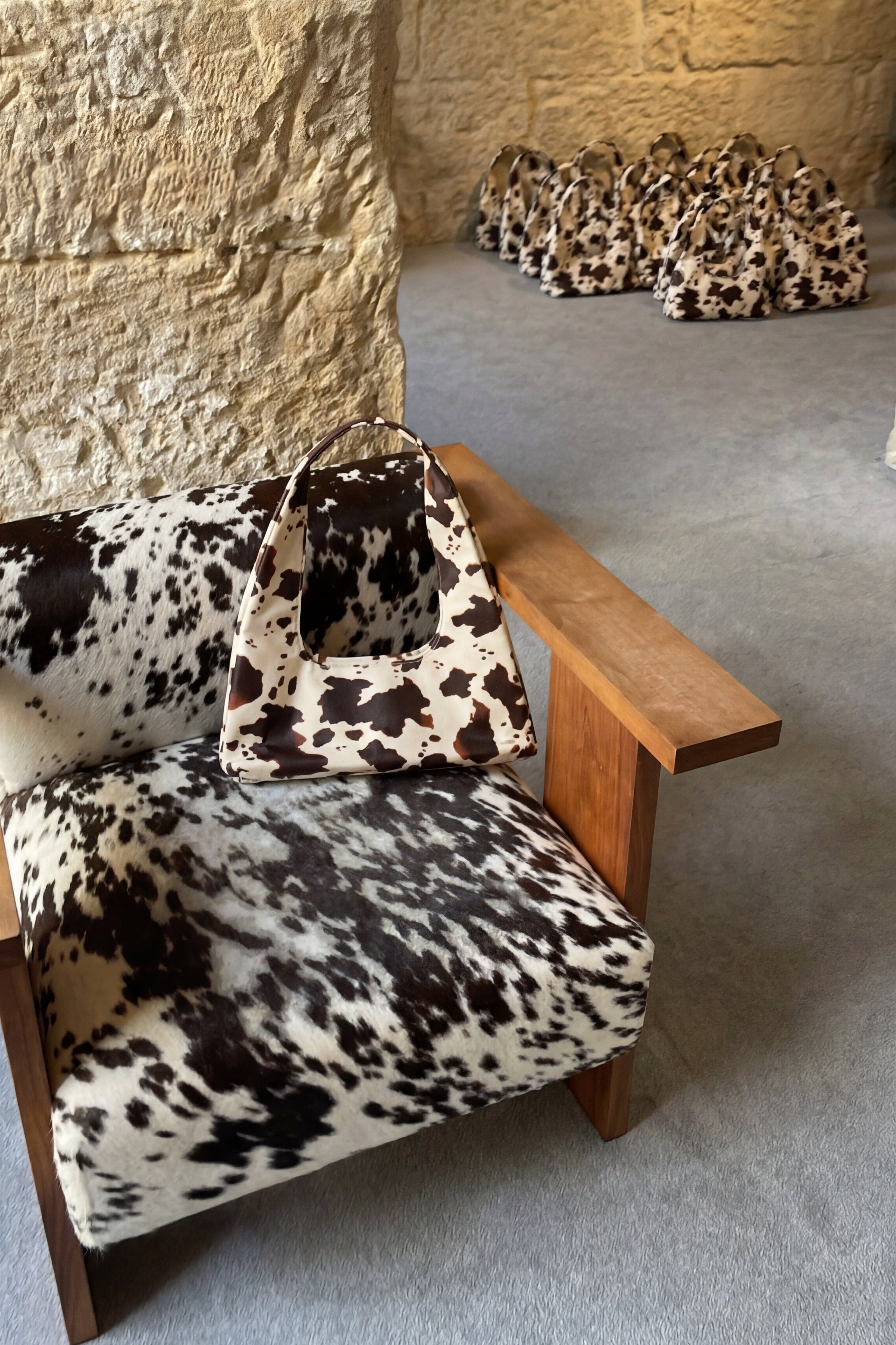 Cow Print Knot Shoulder Bag