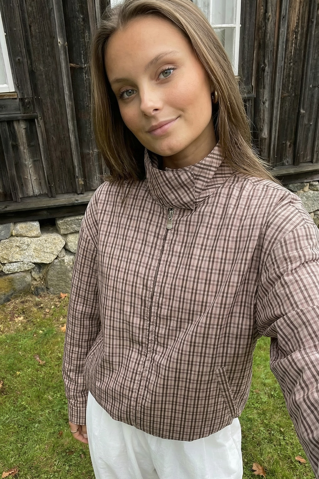 Mocha Check Lightweight Jacket