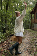 Olive Embroidery Linen Blouse