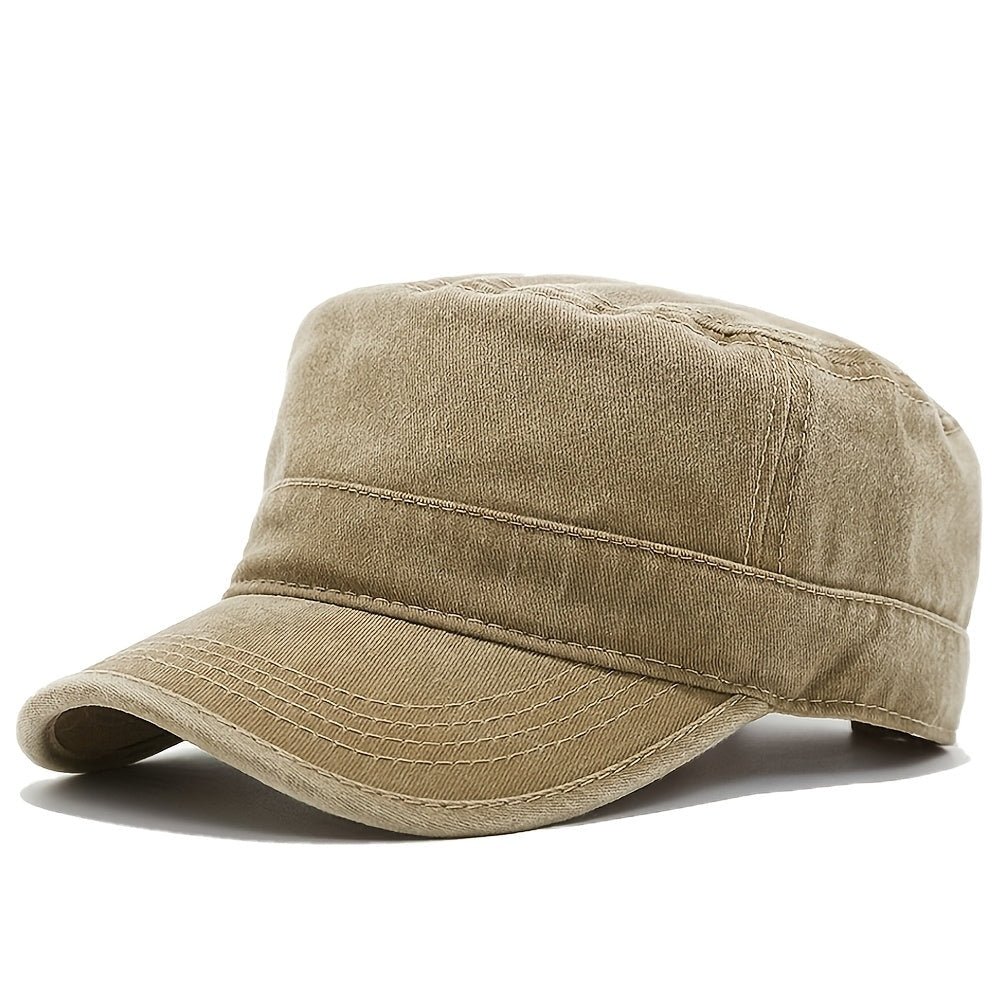 Floreya Vintage Washed Flat Cap Kaki