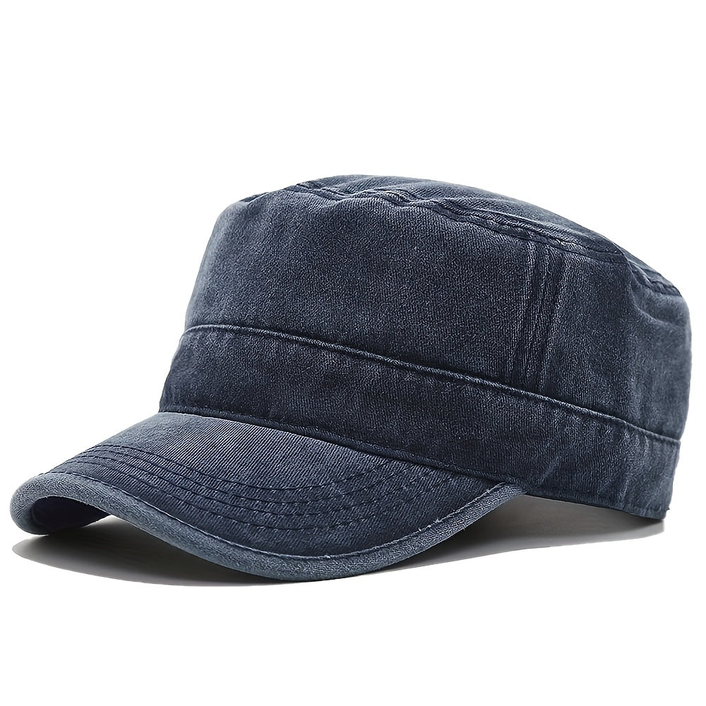 Floreya Vintage Washed Flat Cap Marineblå