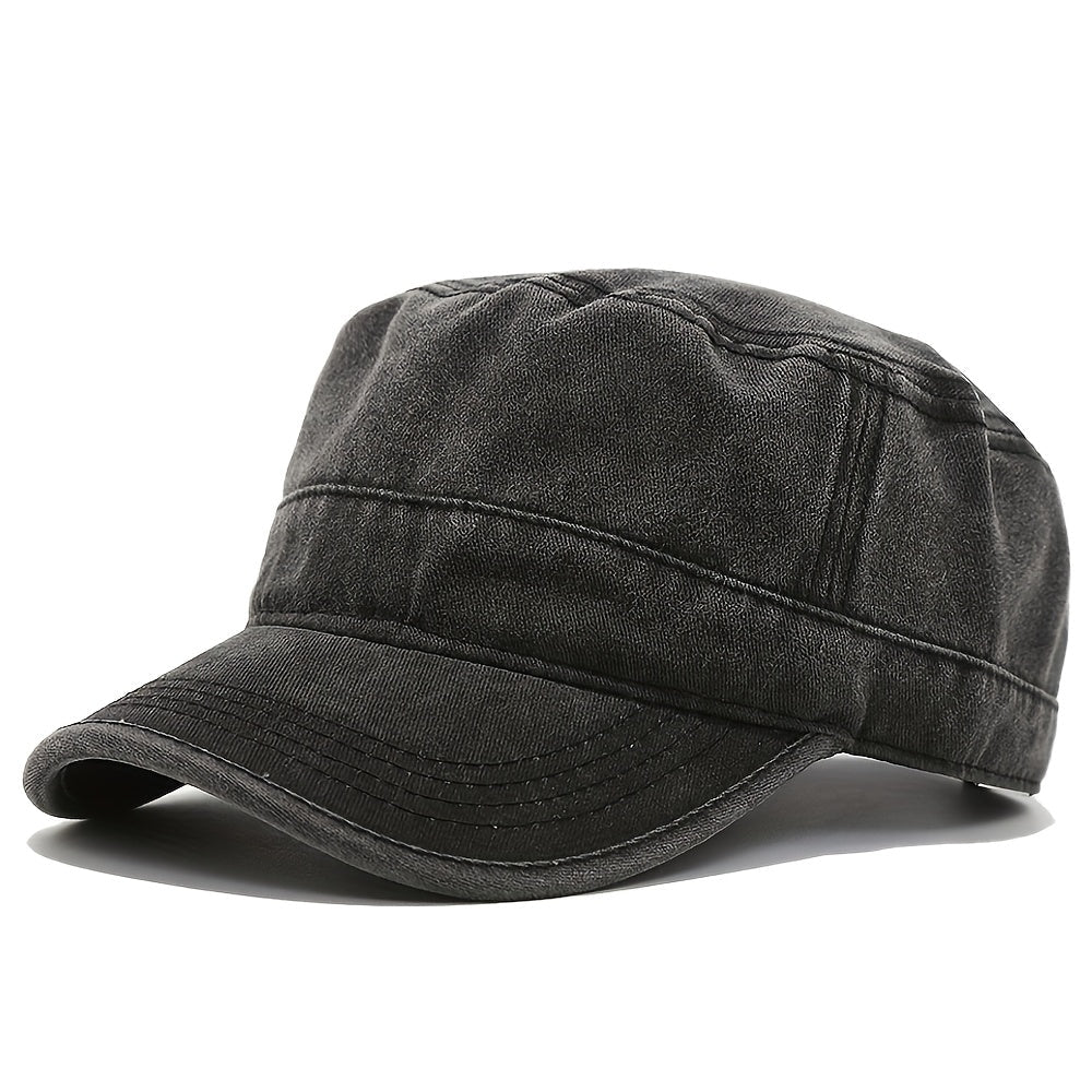 Floreya Vintage Washed Flat Cap Sort
